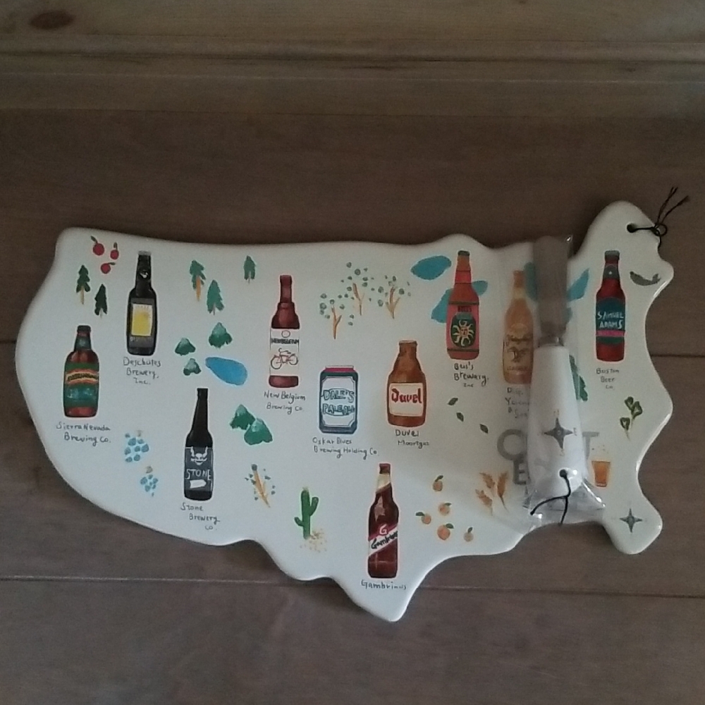 USA Craft Beer Map Appetizer Tray by Magenta